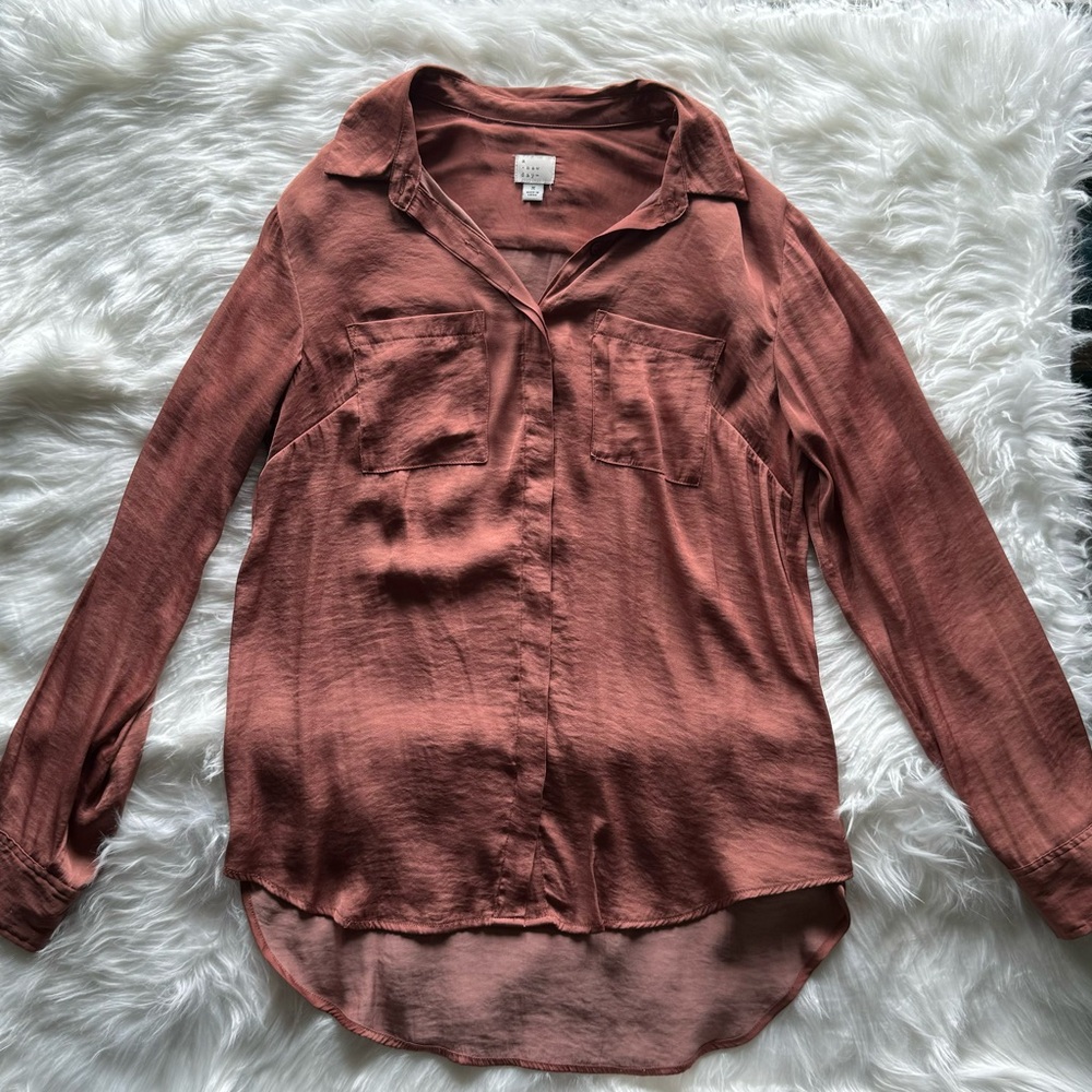 A New Day satin long sleeve blouse